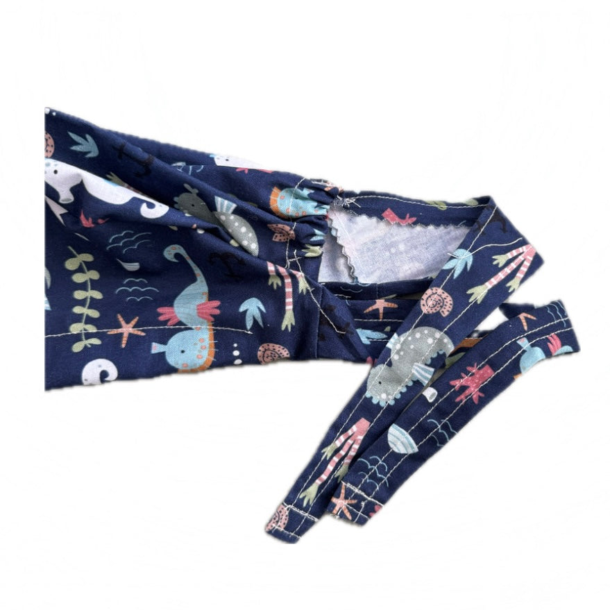 Navy Ocean Tie Back Scrub Hat