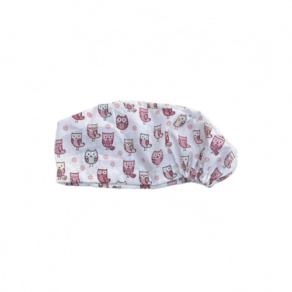 Pink Owl Elastic Scrub Hat