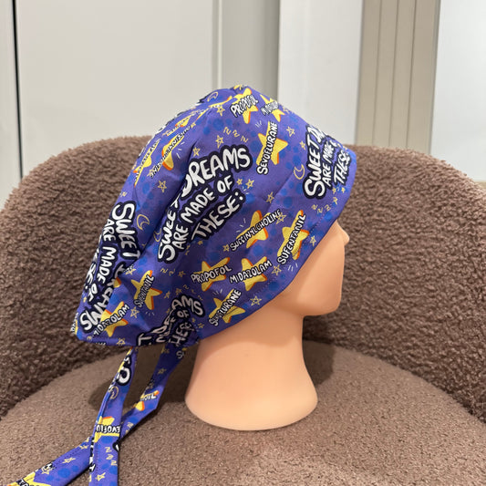 Purple Sweet Dreams Tie Back Scrub Hat