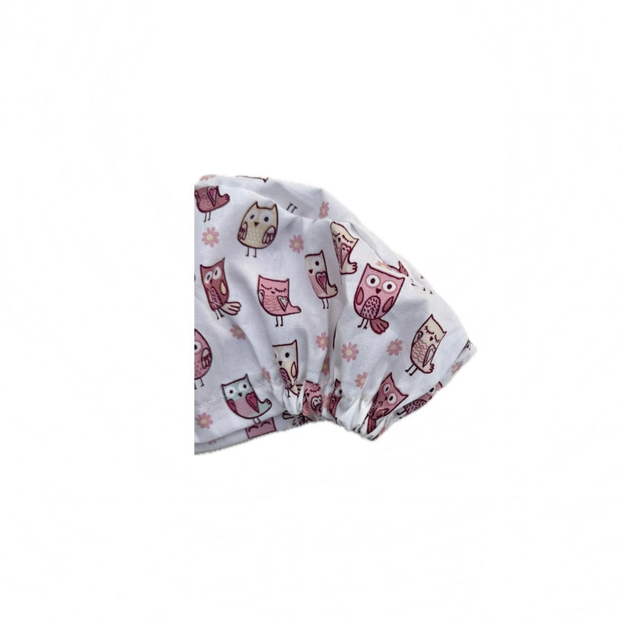 Pink Owl Elastic Scrub Hat