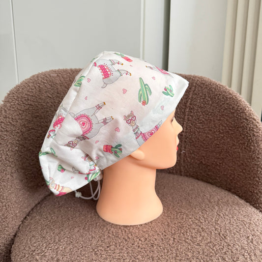 Llama White Toggle Scrub Hat