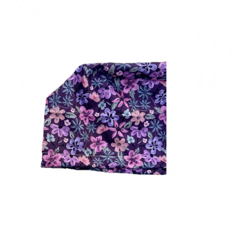 Purple Floral Elastic Scrub Hat