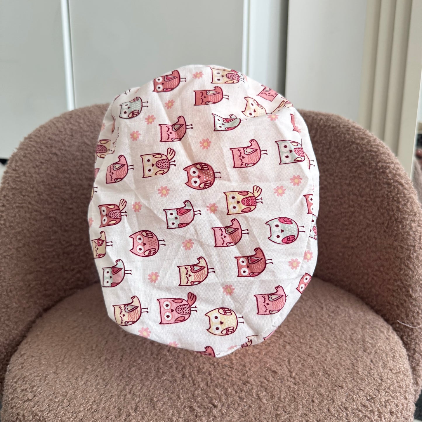Pink Owl Elastic Scrub Hat