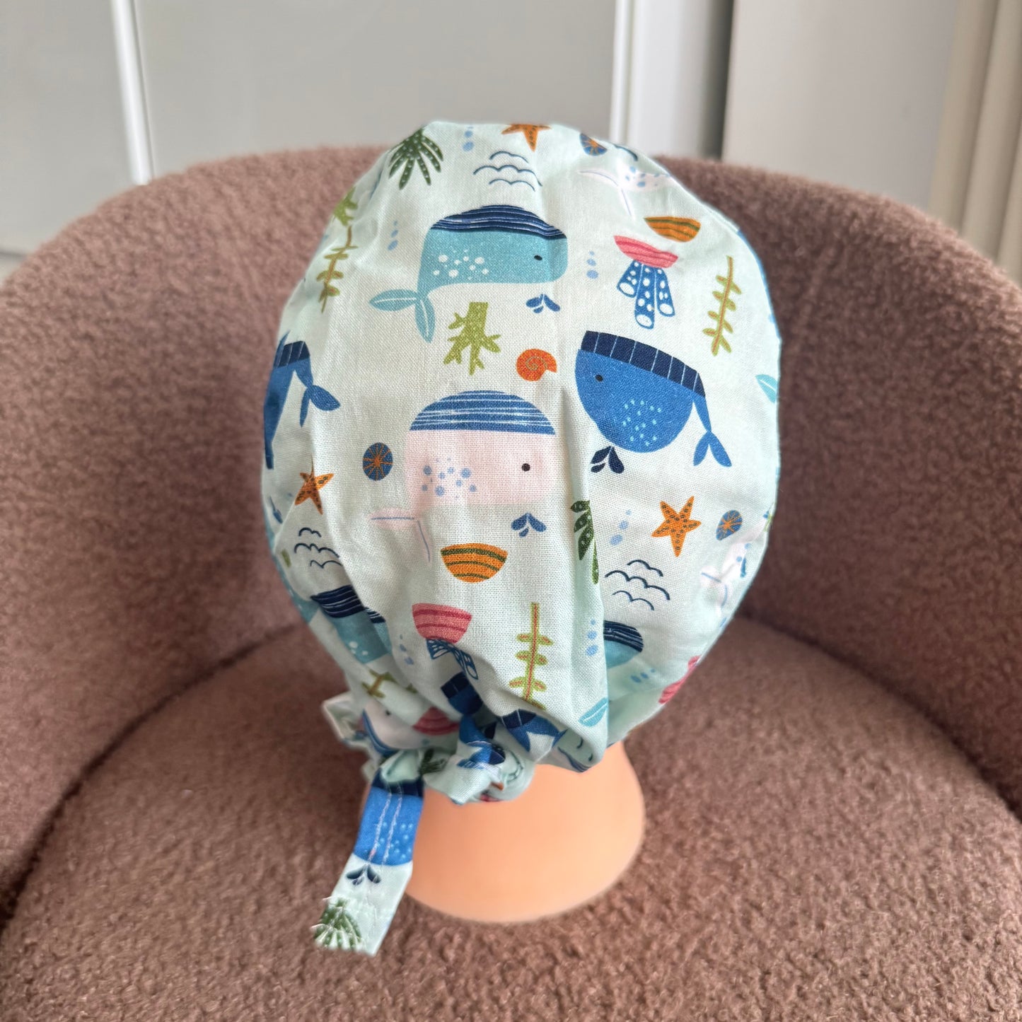 Ocean Life Tie-Back Scrub Hat