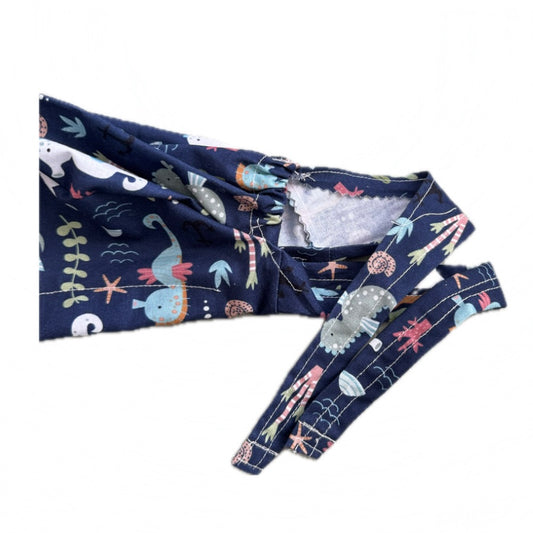 Navy Ocean Tie Back Scrub Hat