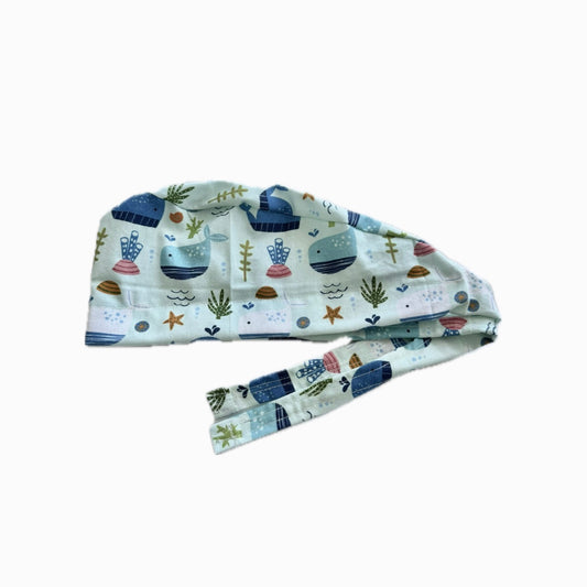 Ocean Life Tie-Back Scrub Hat
