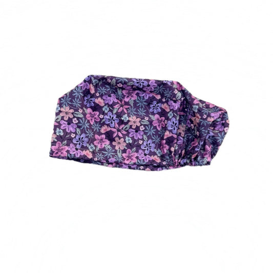 Purple Floral Elastic Scrub Hat