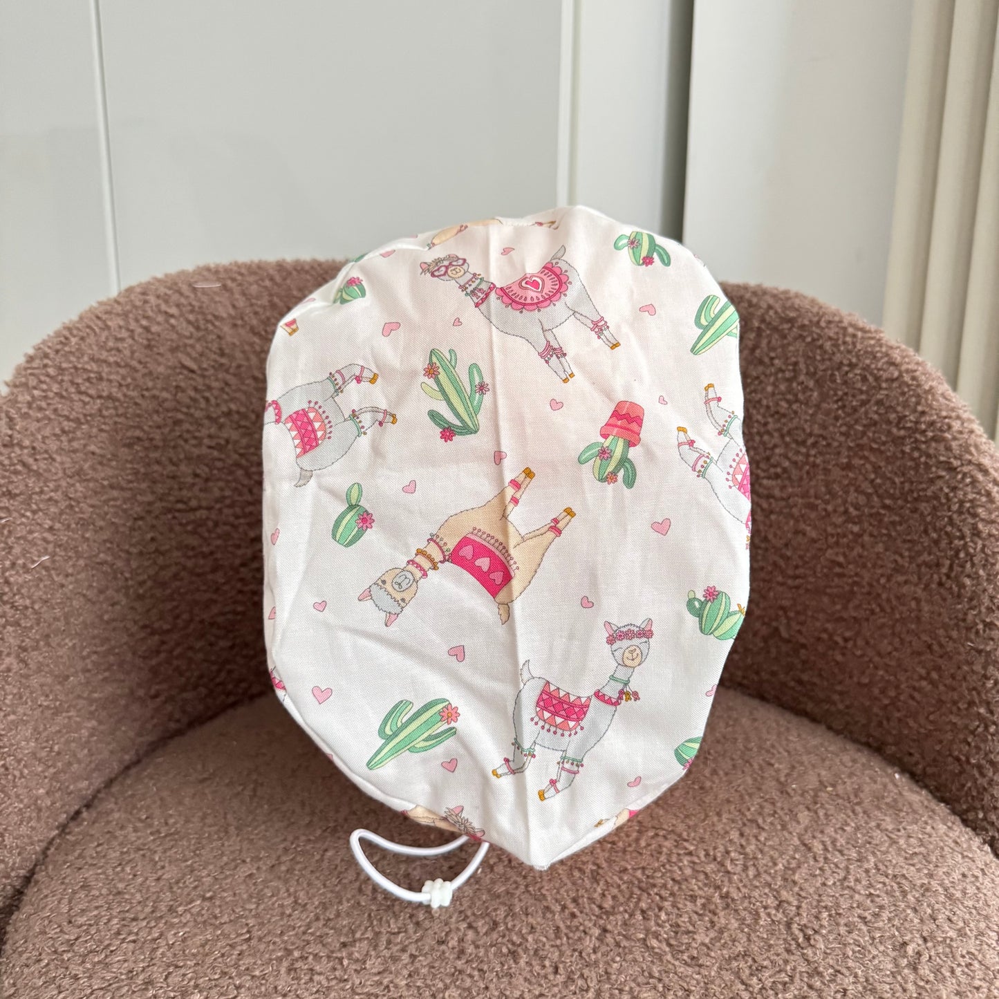 Llama White Toggle Scrub Hat